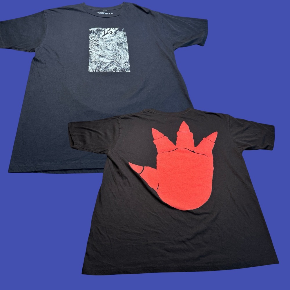 Godzilla T Shirt Large Black Toho Kaiju Monster Movie 2 Sided Graphic